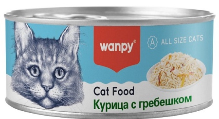 консервы для кошек Wanpy Cat Курица с Гребешком 95 гр ж/б
