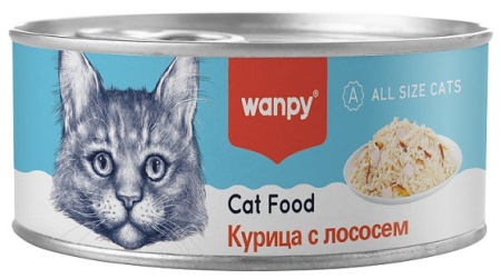 консервы для кошек Wanpy Cat Курица с Лососем 95 г ж/б