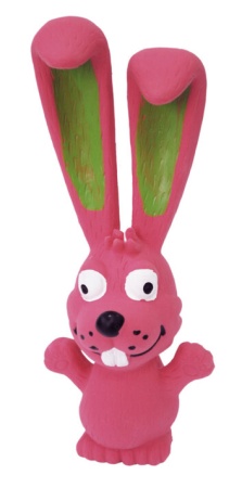Игрушка для собак ЛС4 Заяц розовый с пищалкой, латекс, 18 см №1