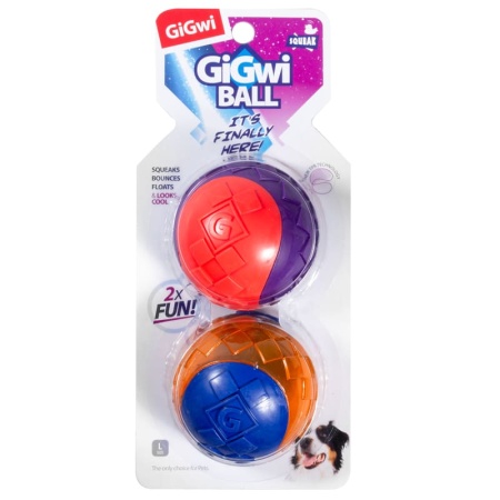 Игрушка для собак Gigwi 75336 Два мяча с пищалкой 8см